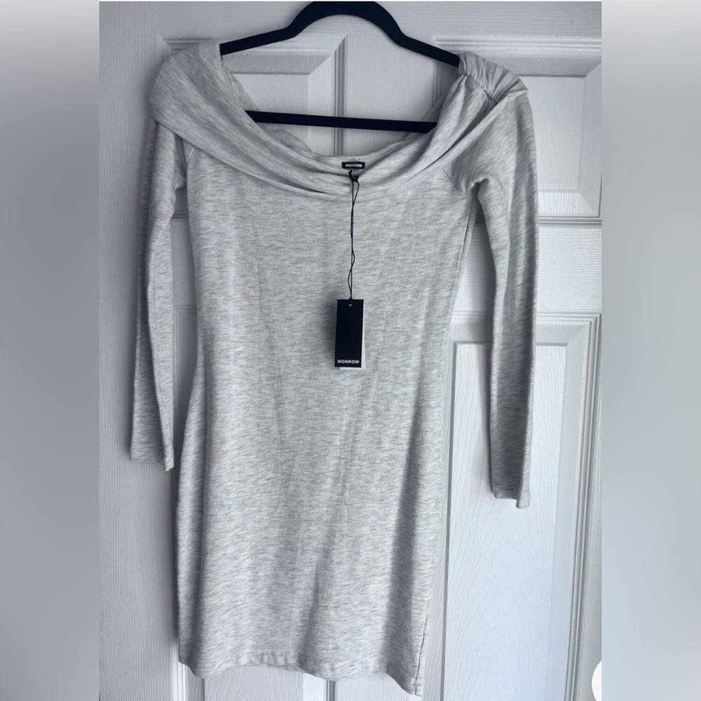 Monrow Heather Gray Knit Pullover mini dress